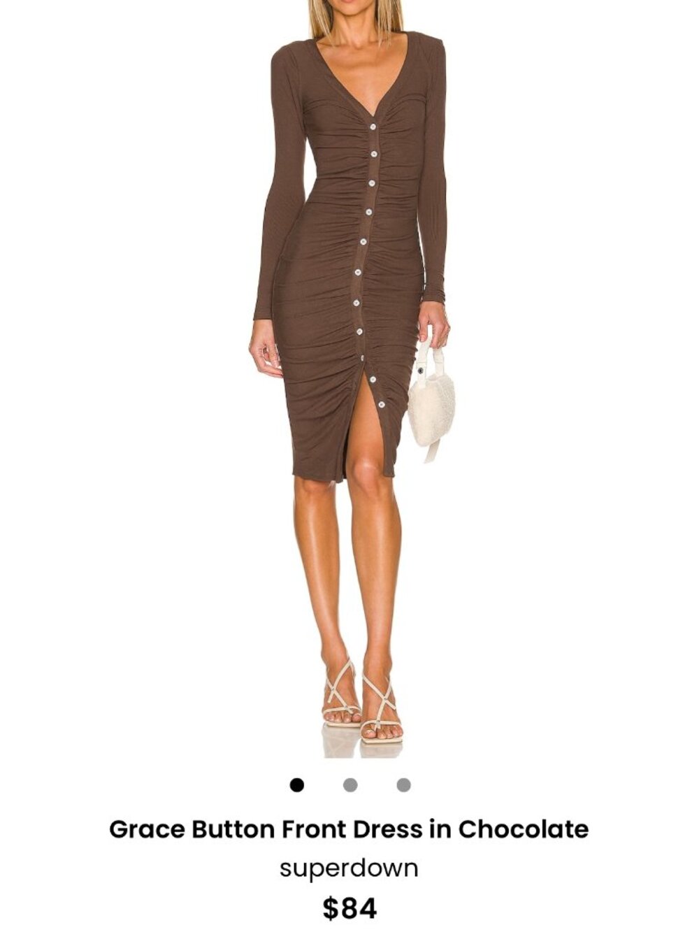 superdown Grace Button‑Front Dress — Chocolate — Size M